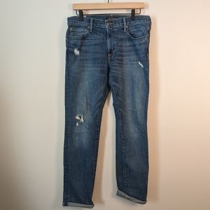Abercrombie And Fitch Stretch Skinny Distressed Zip Jeans 32x32 Medium Wash EUC